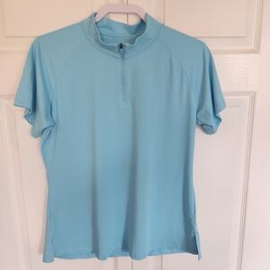 Viodia Womens 1/4 Zip Short Sleeve Golf Pickleball Active Tee Light Blue Size L